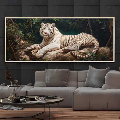 Diamond Painting Weiß Tiger, Diamond Painting Groß xxl 80 X 40 cm, DIY Diamant Painting Bilder, 5D Diamond Painting Erwachsene, Daiments Painting Diamond-Painting Crafts, Haus Wand Dekoration -356FC von Hojoomo