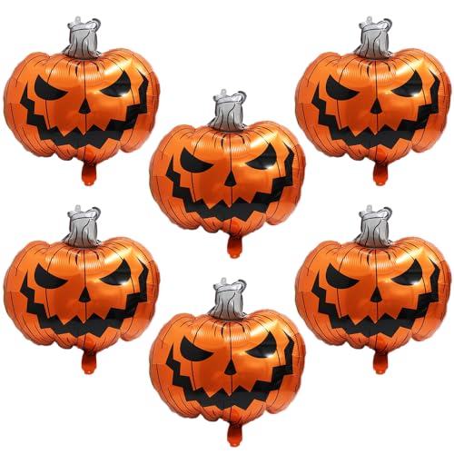 Halloween Gruseliger Kürbis Ballon Boo Gruseliger Ballon für Tag des Todes Neujahr Geburtstag Party Supplies, 6 Pack Cartoon Gruselige Kürbis Folienballons Geisterballons Halloween Geburtstag von Hokilands