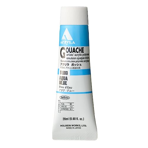 Holbein Acryla Gouache Artists Acrylic Polymer Emulsion, 20ml Aqua Blue (D099) von Holbein