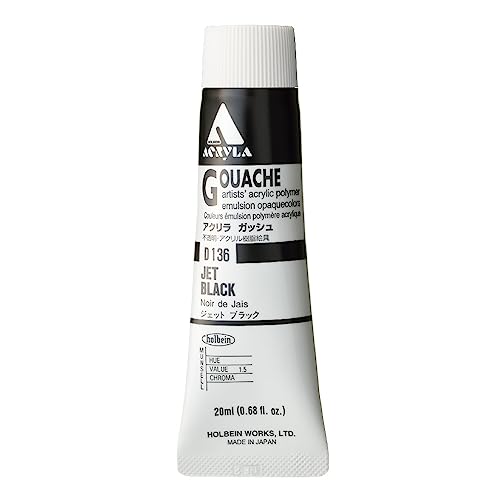 Holbein Acryla Gouache Artists Acrylic Polymer Emulsion, 20ml Jet Black (D136) von Holbein