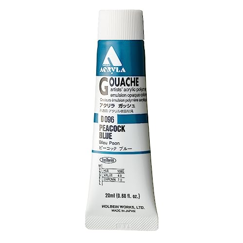 Holbein Acryla Gouache Artists Acrylic Polymer Emulsion, 20ml Peacock Blue (D096) von Holbein