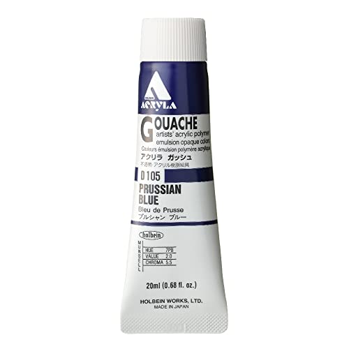 Holbein Acryla Gouache Artists Acrylic Polymer Emulsion, 20ml Prussian Blue (D105) von Holbein