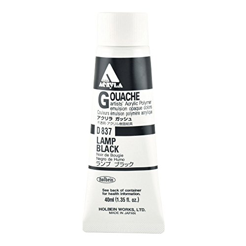 Holbein Acryla Gouache Artists Acrylic Polymer Emulsion, 40ml Lamp Black (D837) von Holbein