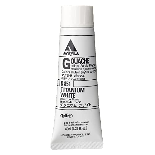 Holbein Acryla Gouache Artists Acrylic Polymer Emulsion, 40ml Titanium White (D851) von Holbein