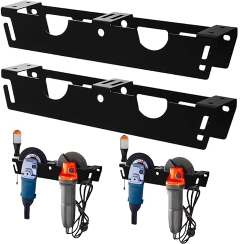 HoldOneLight 2 Pack Winkelschleifer Halter, 2 Bay Winkelschleifer Rack, Grinders Power Tool Stand, Garage Wandhalterung für Winkelschleifer, Fräser, Polierer, Schraubendreher von HoldOneLight