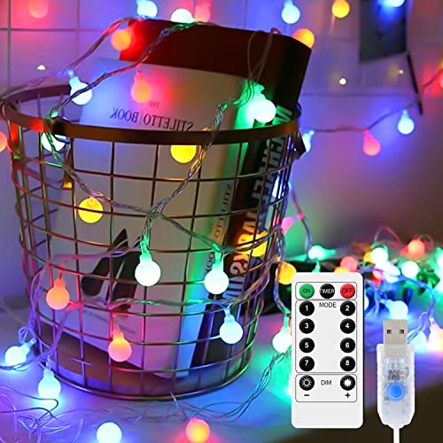 LED Kugel Lichterkette, 6M 40 LED Globe Lichterkette Warmweiß 8 Modi USB LED Kugel Lichtkette IP67 Wasserdicht LED Lichterkette mit Fernbedienung Beleuchtung Weihnachten Lichtketten(Bunt, 6M 40er) von Holdden