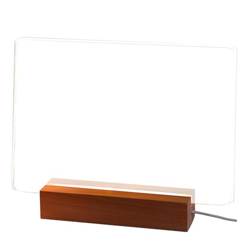 Holdes Beleuchtete Löschtafel,Leuchtbare Löschtafel - Acryl-Notiztafel mit Ständer und 6 Farbmarkern,Löschbarer Notizblock, klares, leuchtendes Memo für das Schulheim von Holdes