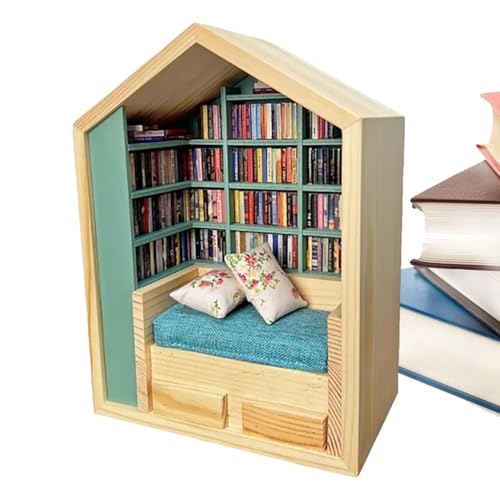 Holdes Buchecken-Set, Bücherregal – kleines Bücherregal, kleine Welt handgefertigt aus Holz, kreatives Handwerk, kleine Buchhandlung, Dekoration aus Holz für Wohnzimmer Schlafzimmer Holdes Buchecken-Set, Bücherregal – kleines Bücherregal, kleine Welt handgefertigt aus Holz, kreatives Handwerk, kleine Buchhandlung, Dekoration aus Holz für Wohnzimmer Schlafzimmer von Holdes