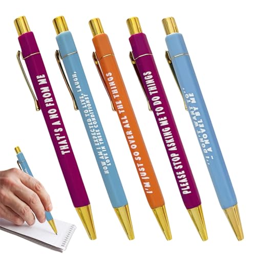 Holdes Farbige Kugelschreiber, niedliche Kugelschreiber | 5 Stück Arbeitsstifte mit schwarzer Tinte, modisch,Schreibwaren- mit sanftem Schreiben für Notizen, Erinnerungen, Memos, von Holdes