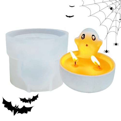 Holdes Halloween-Geist-Kerzenhalter-Form, Geister-Kerzenhalter-Form - Silikonform für Geisterkandelaber, Geisterkerzenhalterform,Halloween-Kandelaber, Kerzenständer-Gießform für Wohnzimmer von Holdes