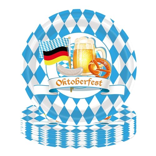 Holdes Oktoberfest-Dekorationen,Oktoberfest-Dekorationsset - 20-teiliges Geschirrdekorationsset zum Sammeln - Sammeln von Vorräten für die Themendekoration des deutschen Bierfestivals von Holdes