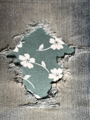 HoleyPatches "Peek-A-Boo "Floral Stretch" II Stoff zum Aufbügeln, verschiedene Farben/Größen, handgefertigt in den USA, Meeresschaumgrün, 5 Stück - 15,2 x 15,2 cm von HoleyPatches