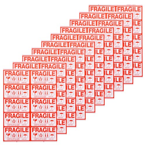 Holibanna 100 Stück Zerbrechliche Versandaufkleber, Zerbrechliche Produktetiketten, Selbstklebende Warnetiketten, Abnehmbare Aufkleber von Holibanna