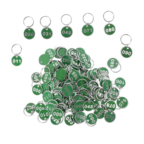 Holibanna 100St Auflistung der Handzeichen Schlüsselzeichen Schließfachnummer-Tags Kette schlüsselanhänger vorratsschrank Nummernschilder aus Metall Etikett mit Ring Aluminiumlegierung Green von Holibanna