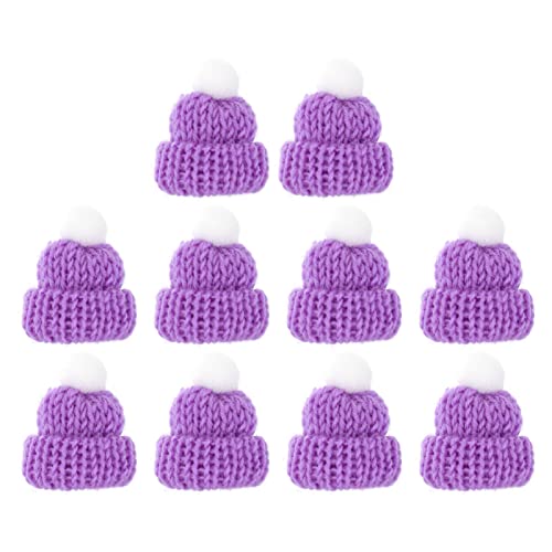 Holibanna 10st Kleine Weihnachtsmütze Und Schal Hüte Für Kinder Mini DIY Weihnachten Mini Santa Claus Hut Puppenhüte Stricke Weihnachtshüte Strickmühle Fräulein Stricksocken Handbuch Violett von Holibanna