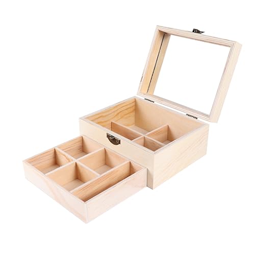 Holibanna 1pc Holz Schmuckschatulle Doppelspiegel Leichter Ton Schnee Ton Schmuckschatulle Handgefertigte Schmuckschatulle Organizer (holzfarbe) von Holibanna