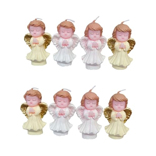 Holibanna 2 Sätze Engelskerze Kuchenkerze Geburtstagstorte Dekorationen Wachskerze Kleine Engelfiguren Funkelnd Kuchen -topper Cupcake-topper Für Den Babygeburtstag Paraffin 4 Stück * 2 von Holibanna