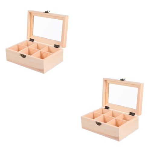 Holibanna 2 Stk Transparente geteilte Holzkiste Schubladenteiler modern Kommode Anzeige storage boxes aufbwahrungs-box aubewahrbox Schmuckbehälter Schmuckschatulle aus Holz Kiefernholz von Holibanna