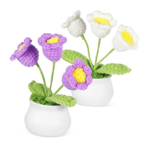 Holibanna 2 Stück Maiglöckchen-blumenornamente Gehäkelt Blumen Häkeln Häkelblume Gestrickte Künstliche Blumen Figuren Simuliertes Gestrickte Blumen Autoramente Desktop - Garn von Holibanna