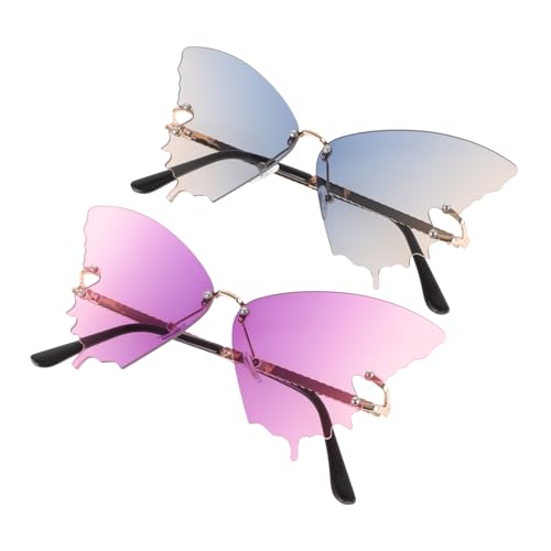 Holibanna 2 Stücke Strahl Funky Uv Randlos Muschel Schnapsgläser Schmetterlingsbrille Süße Brille Für Damen Neuartige Partybrille Ästhetische Brille Party-requisite Stk von Holibanna