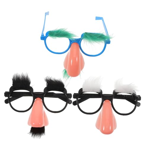 Holibanna 3st Lustige Requisitenbrille Blöde Sonnenbrille Clown-Brille Lustige Kostüme Weihnachtsfeier Sonnenbrille Partybrille Verrückte Sonnenbrille Lustige Nasenbrille Kunstwolle von Holibanna