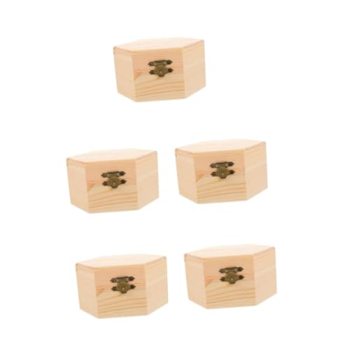 Holibanna 5Er-Box Hölzerne Schmuckschatulle Möbelrolle Türklingel-Anhänger Hand-Kit Holz Schmuckkästchen Unlackierte Schmuckbox Schmuckkästchen basteln Holzkisten basteln Kiefernholz von Holibanna