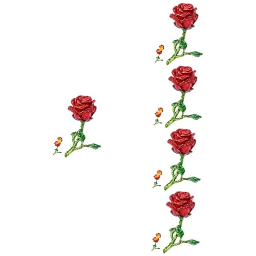 Holibanna 5St rose schmuckschatulle Hortensie Blumen Schmuck künstliche Rosenblätter Ring funkeln storage boxes aufbwahrungs-box emaille schmuckschatulle Rosenfigurendekor Strasssteine rot von Holibanna