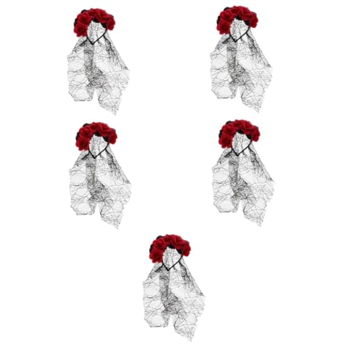 Holibanna 5st Rosenschleier Party-stirnbänder Urlaub Stirnbänder Cosplay Stirnband Requisite Halloween-haarband Stirnbänder Für Erwachsene Haarbänder Für Erwachsene Gittergewebe von Holibanna