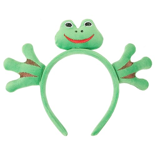 Holibanna Cartoon Plüsch Frosch Palm Stirnband Stirnband Froschkopf Puppenkopf Schnalle Haarnadel Frosch Stirnband (1# Cross-hand Frog Stirnband) Frosch-partyhut Kleidung Mädchen Reisen von Holibanna