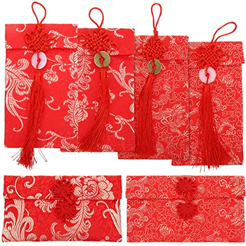 Holibanna Frühlingsfest Rotes Paket 6st Stoff Roter Umschlag Stoff Rotes Paket Rotes Paket Im Chinesischen Stil Hochzeit Roter Umschlag Rote Geldbeutel Rotes Geldpaket Geschenk Kupfermünze von Holibanna