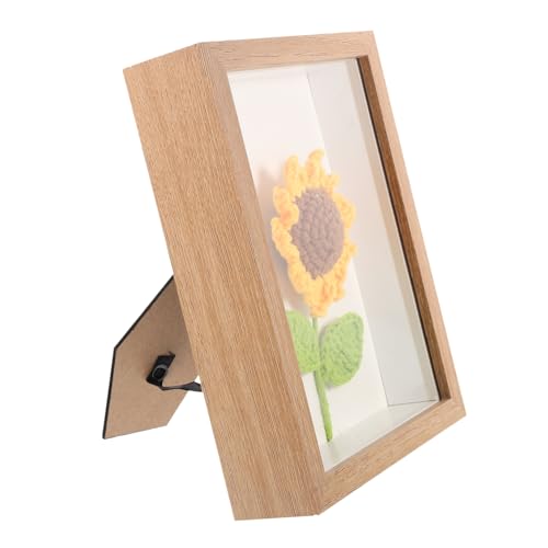 Holibanna Holz Bilderrahmen Vintage -Stil Photo Frame Desktop Bilderrahmen Mit Häkeln Sonnenblume von Holibanna