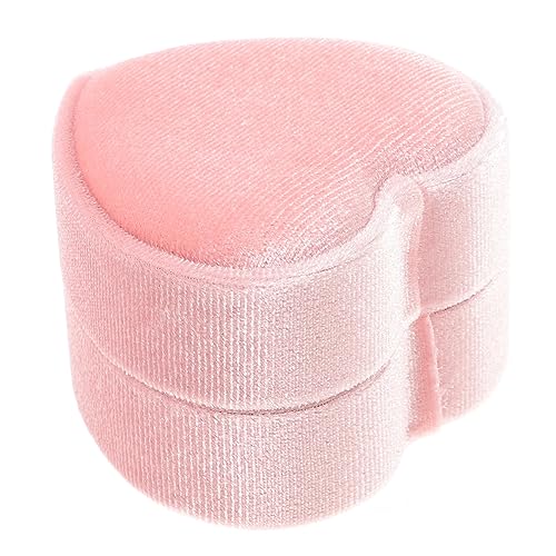 Holibanna Kasten Ringbox in Herzform Deckel Herzen Anzeige für den jahrestag weihnachtsgeschenke Kleine Schachteln für Verlobungsringe Ringgeschenkboxen für Schmuck Samtstoff Rosa von Holibanna