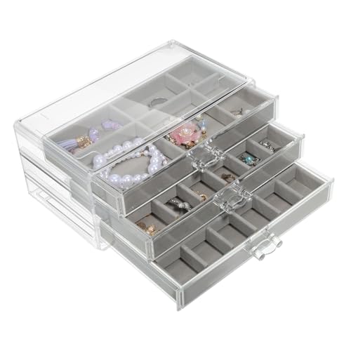 Holibanna Kasten Schmuckkästchen Klarer Schmuck-organizer Schmuckständer Schmuckschatullen Und Organizer Schmuckhalter-organizer Ringorganisator Ohrring-organizer Für Frauen Grey Plastik von Holibanna