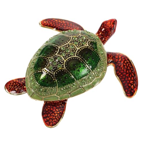 Holibanna Schildkröte Schmuckschatulle Ring - Mini-schmuck-reiseetui Gestell Muschel Andenken Fall Anzeige Hängend Deckel Klein Kommode Schublade Reize Magnetisch Green von Holibanna