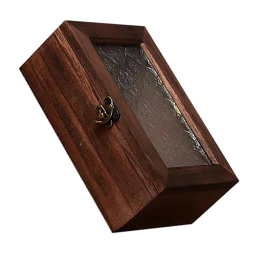 Holibanna Schmuckschatulle Aus Holz Mit Glasdeckel Vintage Schmuck Organizer Für Ringe Und Accessoires Elegante Aufbewahrungsbox Für Frauen Kleine Tischdeko Für Schmuck Und Trinken von Holibanna