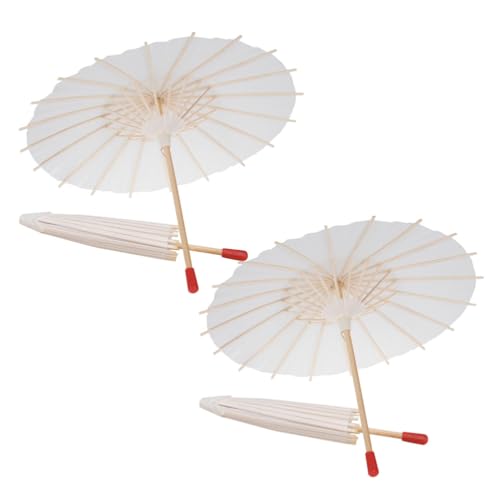 Papier- 4 Stück Blanko Weiß Unlackiert Ölpapier-Regenschirm Mini-Chinesische Japanische Sonnenschirme Für Hochzeit Dekoration Tanz Cosplay Foto-Requisiten von Holibanna