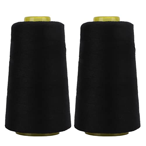 Holigie 2Pcs 402 Serger Thread, Premium Polyester Fray Fadeless Sturdy Widely Used Black Thread for Crocheters Knitters Craft Quilting Sewing Machine von Holigie