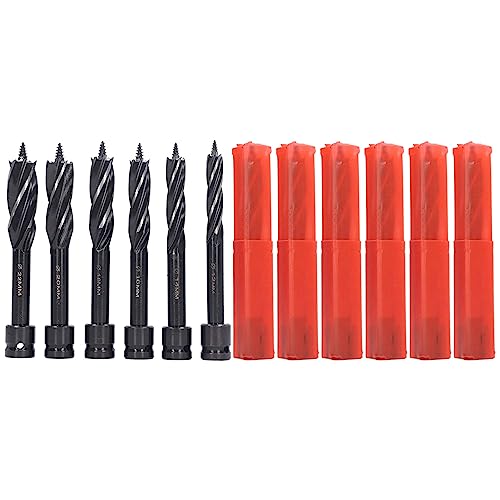 Holigie Auger Drill Bits Hole Opening Bit 6PCS Hex Shank 4 Edges 4 Flutes Woodworking Drilling Bits for Hand Electric Drills Bench Drills von Holigie