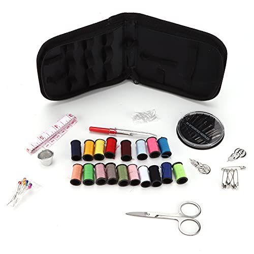 Holigie Kit de costura, caja de reparación de ropa portátil, juego de costura con hilos de varios colores para adultos, emergencias, reparación de suministros de costura von Holigie