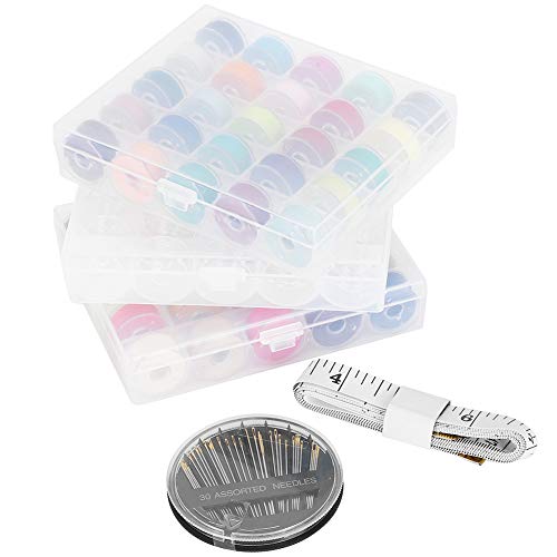 Holigie Spulen-Set, transparente Box, Nähgarn, vorgewickelter Spulenfaden mit Spulenkapsel, verschiedene Farben, vorgewickelte Nähspule, Sticknadelband von Holigie