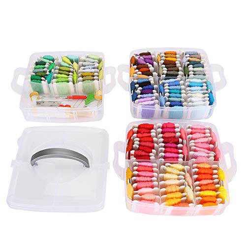 Holigie Stickgarn-Organizer-Set, Stickgarn-Set, Kreuzstich, Freundschaftsarmband, Faden, Kreuzstich-Reifen-Set, Basteln, 150 Farben, DIY-Nähzubehör von Holigie