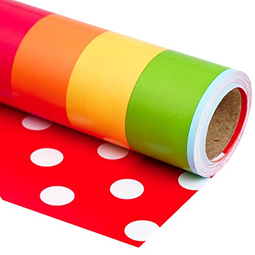 Holijolly Geschenkpapier Rolle - Mini Rolle - 43.2cm x 10M - Regenbogen Streifen Design (4.32 Quadratmeter) von Holijolly