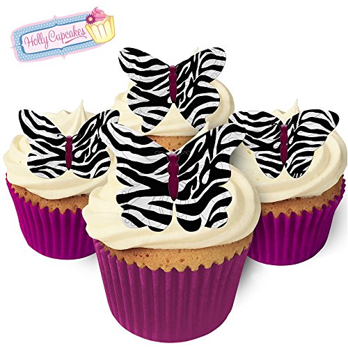 Essbare Schmetterlinge: 24 Zebra Design/Edible Wafer Butterflies: 24 Zebra Designs von Holly Cupcakes