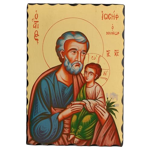 Siebdruck Ikone Der Heilige Joseph mit Lilie, 20x30 cm von Holyart