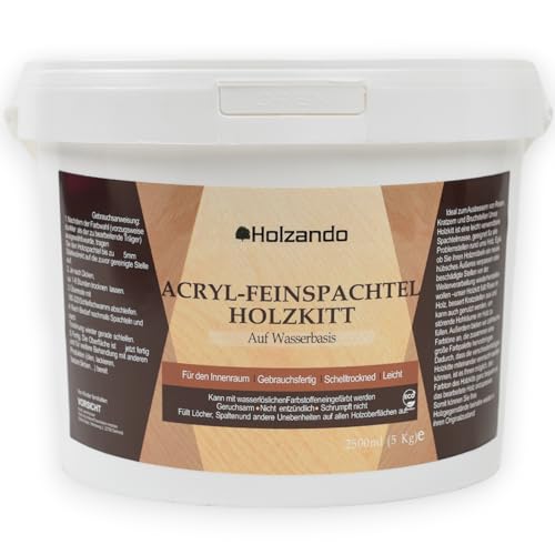 Holzando® Holzkitt Feinspachtel für Holz, OSB und Wände - Holzspachtelmasse, Holzspachtel, Fensterkitt, Wood Filler, Holzpaste, Spachtelmasse Holz, Holzfüller (Birke 15, 5Kg) von Holzando