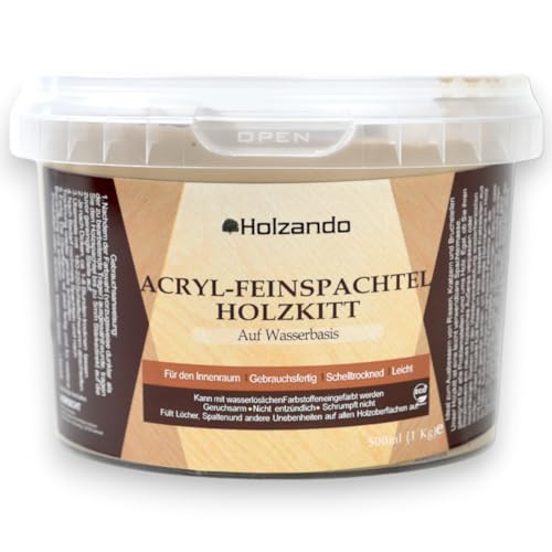 Holzando® Holzkitt Feinspachtel für Holz, OSB und Wände - Holzspachtelmasse, Holzspachtel, Fensterkitt, Wood Filler, Holzpaste, Spachtelmasse Holz, Holzfüller 1Kg Birke 15 von Holzando