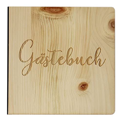 Holzgrusskarten.at Holz Gästebuch mit eingraviertem Schriftzug Gästebuch, Fotoalbum & Stammbuch für verschiedene Anlässe, bestehend aus Echtholz, Zirbenholz Cover von Holzgrusskarten.at