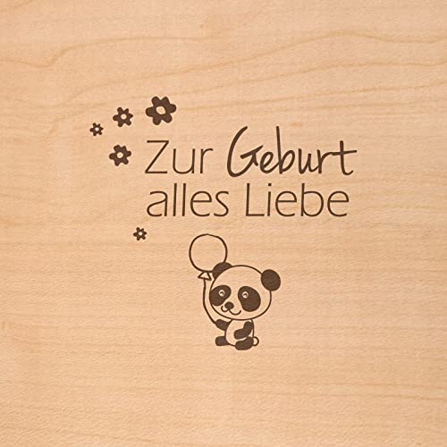 Holzgrusskarten Original Geburt Alles Liebe, aus Kirschholz gefertigte Grußkarte,Glückwunschkarte,Klappkarte,Postkarte von Holzgrusskarten