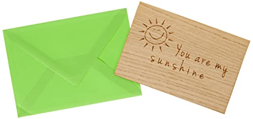 Holzgrusskarten Original You are my Sunshine - 100% made in Österreich - aus Eichenholz gefertigte Grußkarte,Spruchkarte,Klappkarte,Glückwunschkarte von Holzgrusskarten