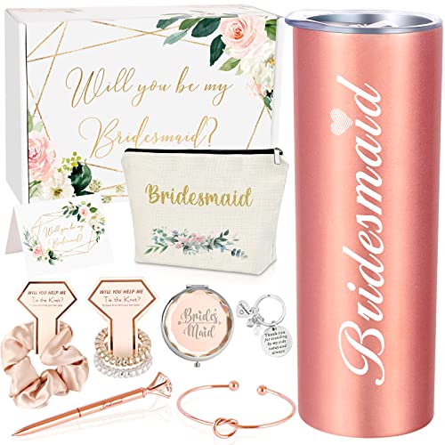 Homabachyco Geschenk-Set für Brautjungfern, Aufschrift "Will You Be My Bridesmaid", Verlobungsgeschenk, Hochzeitsgeschenk, Weinglas, Brautschmuck, Junggesellinnenabschied, Geschenke für Brautjungfern, von Homabachyco